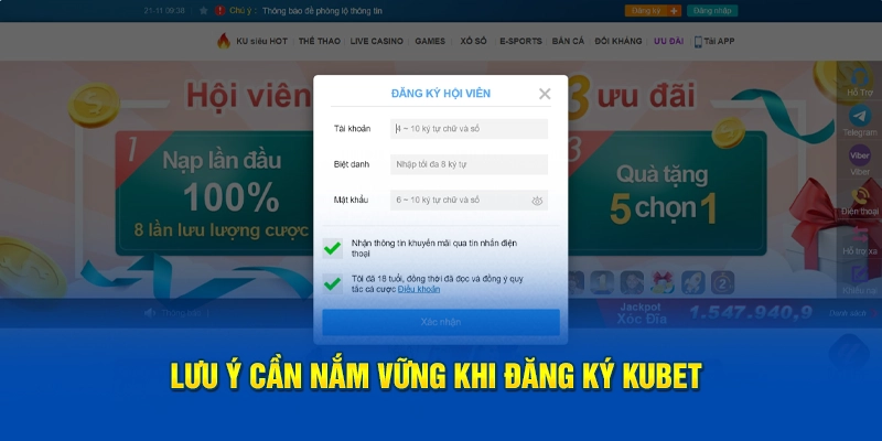 Lưu ý cần nắm vững khi đăng ký KUBET